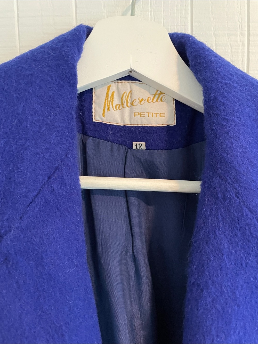 Vtg Mallerette Cobalt Blue Wool Statement Coat - Picture 9 of 17